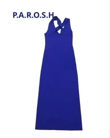 P.A.R.O.S.H. PAROSH 이탈리아제 스쿱넥 드레스 블루