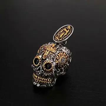 앤티크 스컬 묵주 목걸이 펜던트 실버 마리아