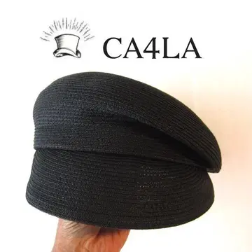 새상품급 CA4LA / 카시라 밀짚 비대칭 헌팅 캡 블랙 57cm