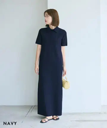 basement online 반팔 폴로 맥시 원피스 네이비 프리