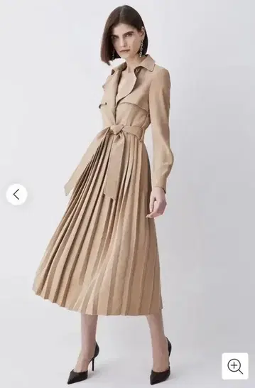 [새 상품] KAREN MILLEN 트렌치 롱 원피스 카멜 금장 버튼 S