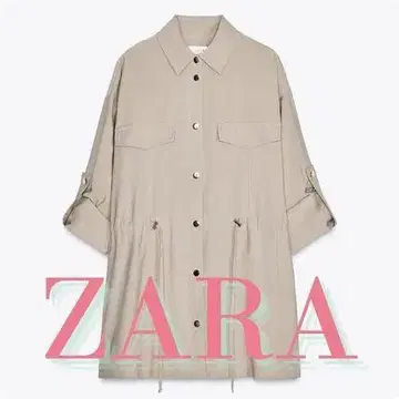 택 포함 미사용 새상품 ZARA 베이지 셔츠 자켓 칠부 소매, 긴팔 롤업