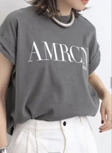 새상품 L'Appartement 아메리카나 T-SHIRT 그레이