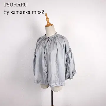TSUHARU by samansa mos2 개더 밴드 카라 블라우스