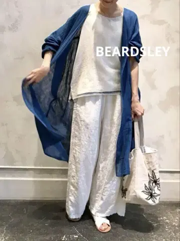 택 포함 BEARDSLEY 카야 롱 하오리 인디고 블루