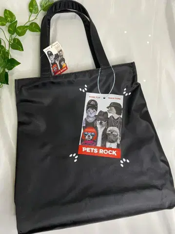 [새상품/미사용] Pets Rock 토트백 블랙 택 패턴