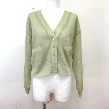 택 포함 카프리슈 레마쥬 라메 시어 가디건 V넥