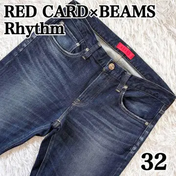 큰 사이즈 레드카드 BEAMS 별주 rhythm 데님 스트레치 파랑
