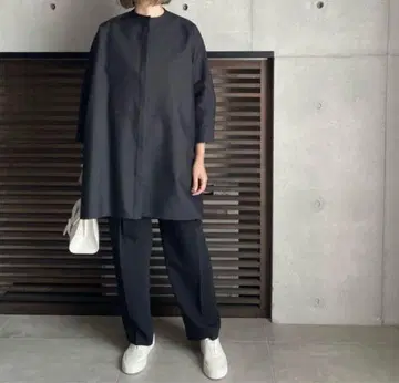 lohen 로헨 하이 카운트 더블 크로스 보섬 셔츠 블랙