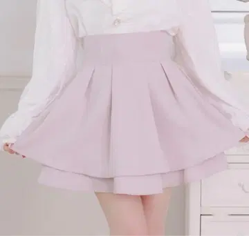Palelfy 볼륨 플레어 스커트 핑크 슬림 레그 스커트