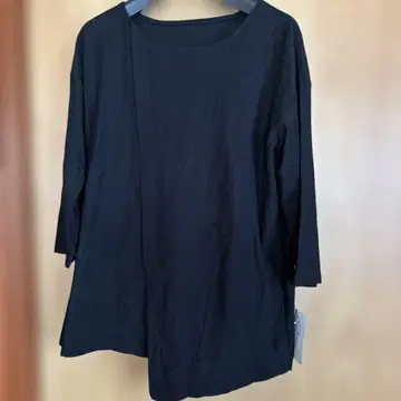 블랙 직조 무늬 튜닉 티셔츠 새상품
