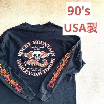 [USA] Harley-Davidson 프레임 스컬 티셔츠 롱티