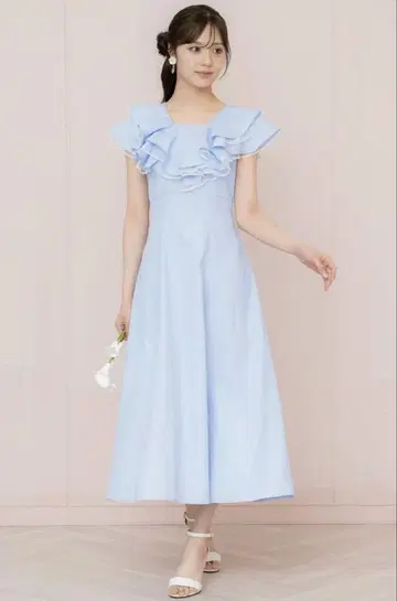 윌 셀렉션 튤 레이어드 프릴 스트라이프 원피스