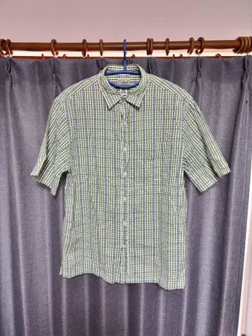 00s L.L.Bean 시어서커 셔츠 체크 무늬 s 그린