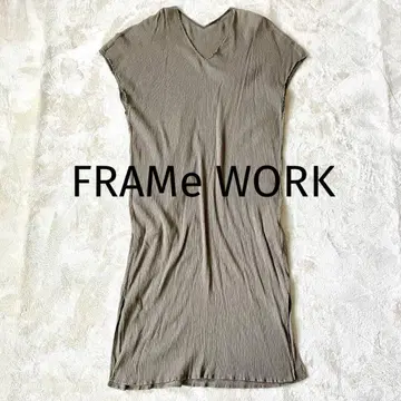 FRAMe WORK 프렌치 슬리브 코튼 100% 롱 원피스