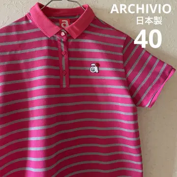 archivio 일본제 비즈 와펜 반팔 보더 피케 셔츠 사이즈 40