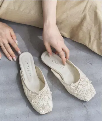 [ LE TALON ] 스퀘어 레이스 발레 뮬 M