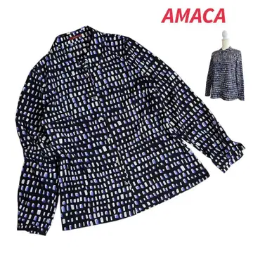 AMACA 올 패턴 폴리에스테르 소재 긴팔 블라우스 셔츠 84748