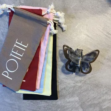 Potete 버터플라이 헤어 클립 클리어 블랙
