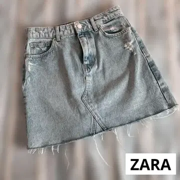 [미사용 새상품] ZARA 데님 미니 스커트 USA S 사이즈