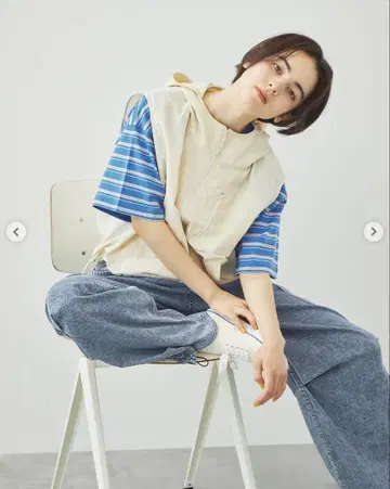 나일론 후드 지퍼 베스트 사만사 모스모스 Samansa Mos2