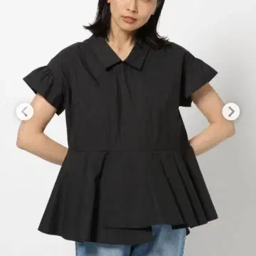 반야드 스트림 블라우스 펄 페플럼 블랙