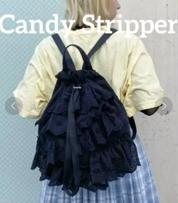Candy Stripper 럭색 백 레이스 블랙 가방 걸리시
