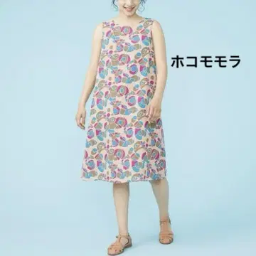 호코모모라 Abrazar 프린트 민소매 원피스 레트로 봄 여름 가을