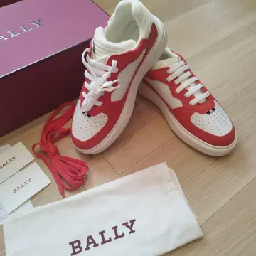 BALLY 가죽 스니커즈 레드/화이트