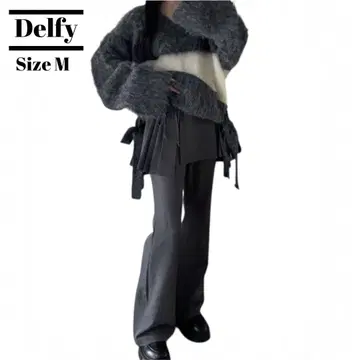 깔끔한 그레이 스커트 레이어드 스타일 슬랙스 Delfy M