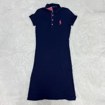[랄프 로렌] 폴로 셔츠 원피스 빅 포니 자수 네이비 핑크
