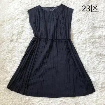 23구 플리츠 원피스 슬리브리스 벨트 포멀 38 블랙
