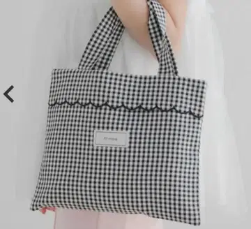 fit more 깅엄 체크 토트백 F 블랙