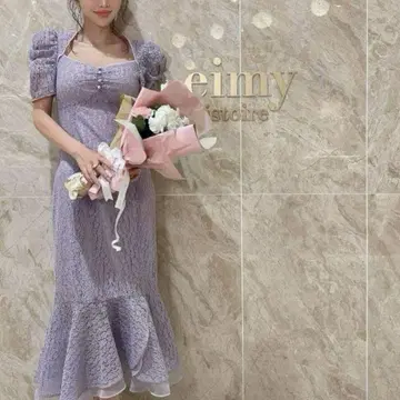 eimy istoire 리틀 플라워 레이스 머메이드 원피스 퍼플 보라색