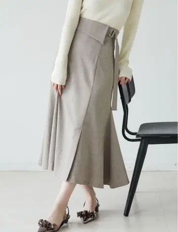 라그나문 비대칭 허리 라펠 스커트