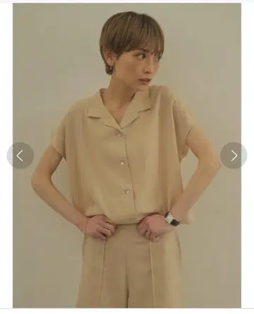 rem closet 오픈 카라 셔츠 베이지