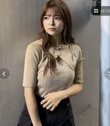 MURUA 스트링 타이 니트 베이지