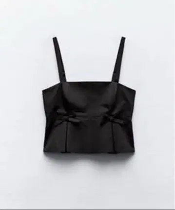 ZARA 자라 플리츠 상의 리본 뷔스티에 블랙