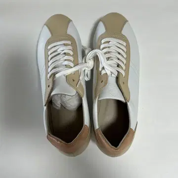 24cm 화이트/베이지 가죽 스니커즈