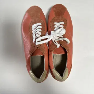 25cm 천연 가죽 스웨이드 코랄 오렌지 스니커즈 에마 일본제