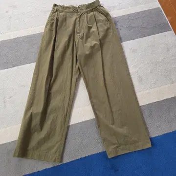 doux bleu 올리브 와이드 팬츠