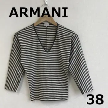 A0808A07 [ARMANI] 보더 V넥 7부 소매 티셔츠