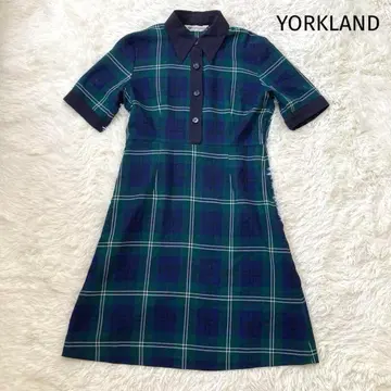 YORKLAND 요크랜드 체크 원피스 셔츠 그린 사이즈 11호