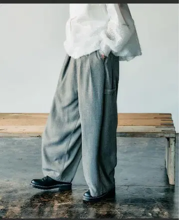 헤링본 2턱 페인터 팬츠 그레이 L size