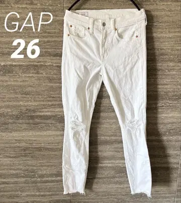 GAP 화이트 스키니 팬츠 화이트 데님 데미지 팬츠 M 새상품급 26