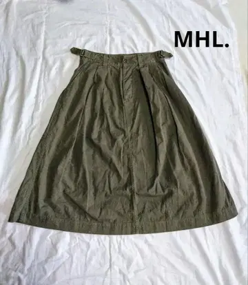 [ MHL. ] 카키 플레어 롱 스커트