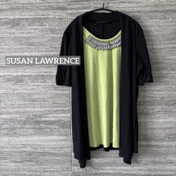 SUSAN LAWRENCE 수잔 로렌 비즈 반팔 블라우스 화려하고 예쁨
