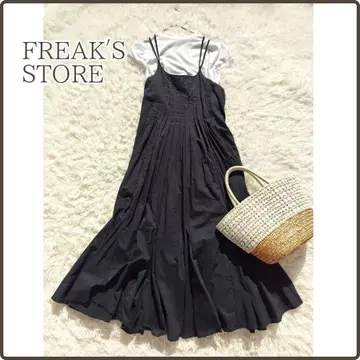 FREAK S STORE 인도 캐미 맥시 원피스 면 핀턱 블랙