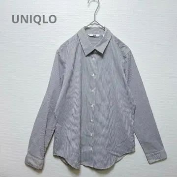 [UNIQLO] 유니클로 블라우스 스트라이프 그레이 x 화이트 오피스 M