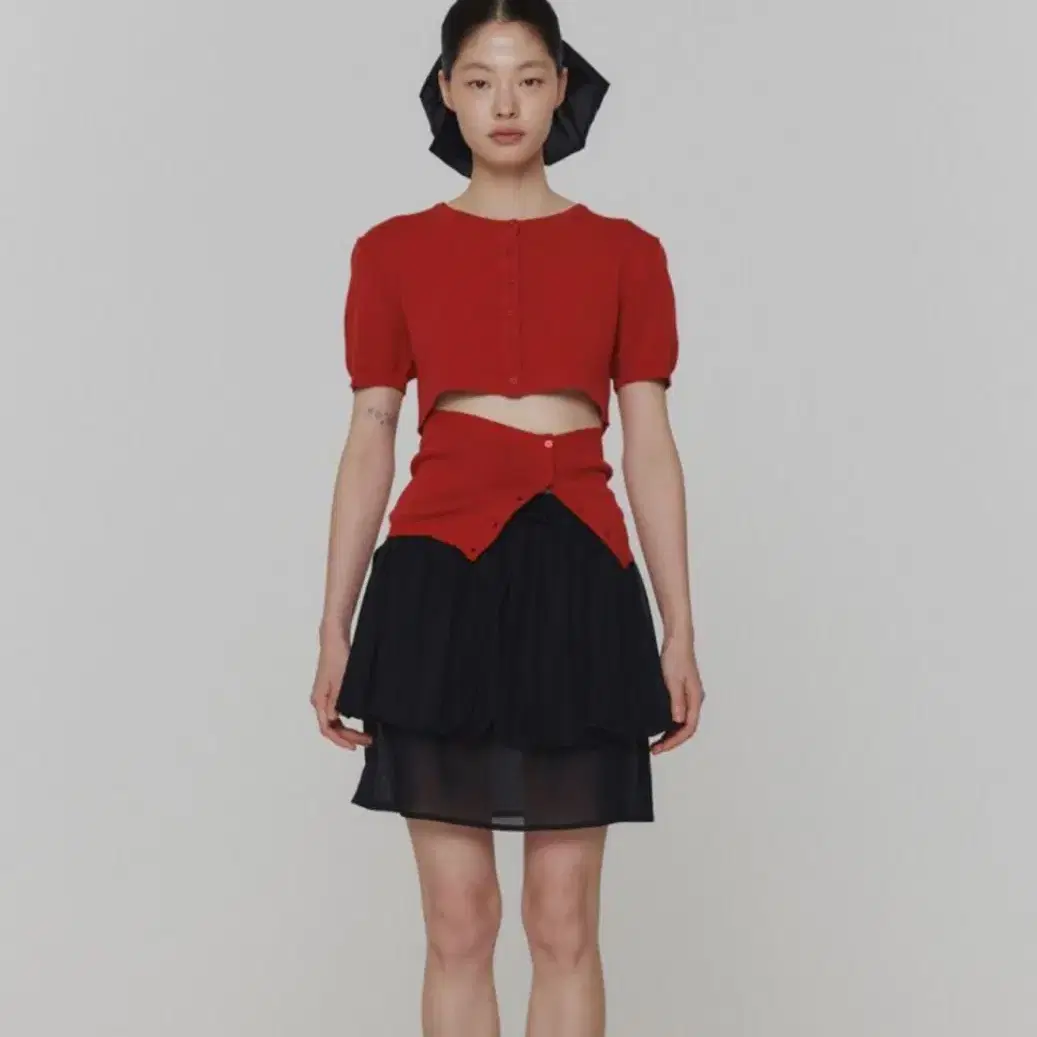 AMOMENTO | 아모멘토 Amomento nylon shirring mini skirt & top